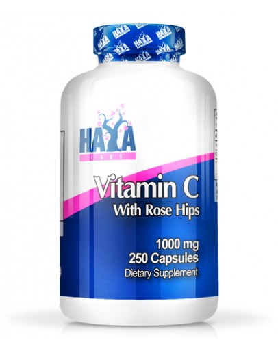 HAYA LABS High Potency Vitamin C 1000 mg with Rose Hips 250 Caps.