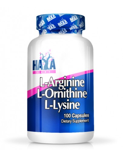 HAYA LABS L-Arginine / L-Ornithine / L-Lysine / 100 Caps.