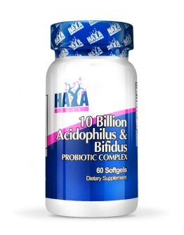 HAYA LABS 10 Billion Acidophilus & Bifidus Probiotic Complex / 60caps.