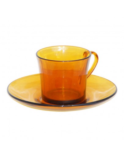 Cup with Plate Duralex Lys Amber (18 cl)