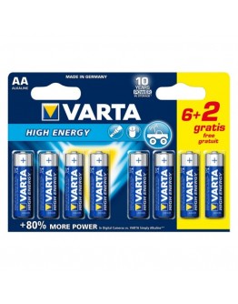 Alkaline Battery Varta LR6 AA 1,5V High Energy (8 pcs)