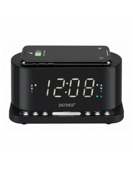 Clock-Radio with Wireless Charger Denver Electronics CRQ-110 12" LED USB Black