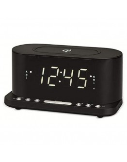 Clock-Radio with Wireless Charger Denver Electronics CRQ-110 12" LED USB Black