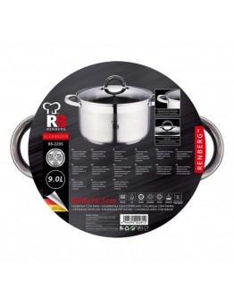 Casserole with glass lid Renberg 9 L Stainless steel Silver (28 x 16,5 cm)