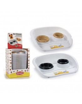 Pet feeding dish Double Plastic (34 x 11 x 46,5 cm)