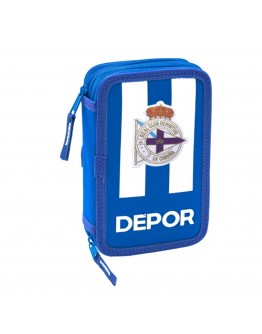 Double Pencil Case R. C. Deportivo de La Coruña Blue White (28 pcs)