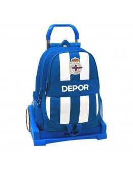 School Rucksack with Wheels Evolution R. C. Deportivo de La Coruña Blue White