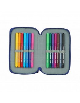 Triple Pencil Case Atlético Madrid Blue (36 Pieces)