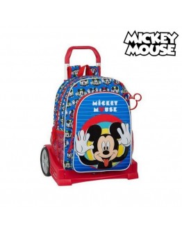 School Rucksack with Wheels Evolution Mickey Mouse Clubhouse Me Time Blue Red