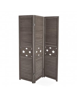 Folding screen Grey Stars Wood (170 x 40 cm)