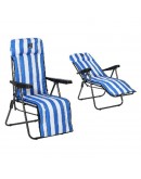 Beach sunbed Steel Blue / White (77 x 58 x 106 cm)