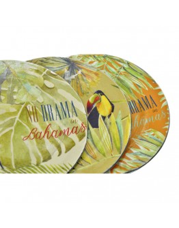 Flat plate DKD Home Decor Bahamas Disposable Paper (3 pcs) (13 x 13 x 13 cm)