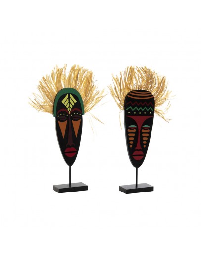 Decorative Figure DKD Home Decor Fibre Mask MDF Wood (2 pcs) (20 x 5 x 40 cm)