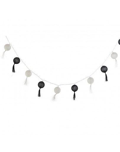 Wreath of LED Lights DKD Home Decor White Black Boho (6 x 6 x 150 cm)