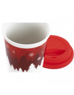 Mug DKD Home Decor Red Silicone Porcelain (400 ml)