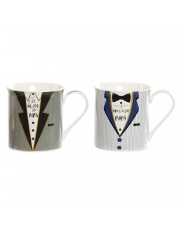 Mug DKD Home Decor Porcelain (320 ml) (2 pcs)