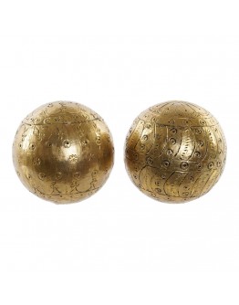 Decorative Figure DKD Home Decor Sphere Golden Mango wood (14 x 14 x 14 cm) (2 pcs)