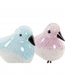 Decorative Figure DKD Home Decor Metal Crystal Bird (2 pcs) (15 x 7 x 15 cm)