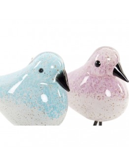 Decorative Figure DKD Home Decor Metal Crystal Bird (2 pcs) (15 x 7 x 15 cm)