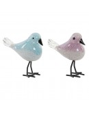 Decorative Figure DKD Home Decor Metal Crystal Bird (2 pcs) (15 x 7 x 15 cm)