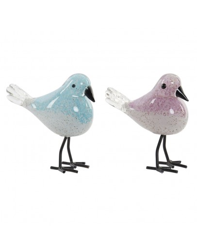 Decorative Figure DKD Home Decor Metal Crystal Bird (2 pcs) (15 x 7 x 15 cm)