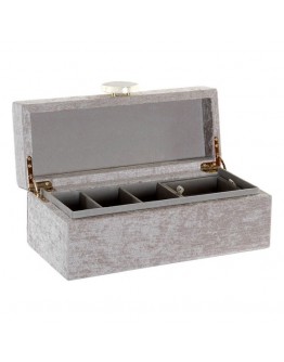 Jewelry box Dekodonia Velvet Beige Polyester (29 x 12 x 10 cm)