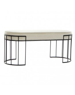 Bench DKD Home Decor Beige Polyester Metal (99 x 40 x 44 cm)