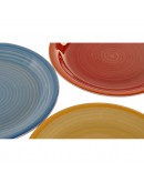 Flat plate DKD Home Decor Multicolour Stoneware (3 pcs) (18.5 x 18.5 x 3 cm)