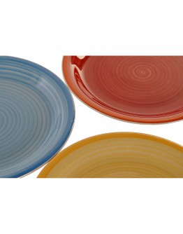 Flat plate DKD Home Decor Multicolour Stoneware (3 pcs) (18.5 x 18.5 x 3 cm)