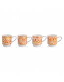 Piece Coffee Cup Set DKD Home Decor Metal Porcelain (400 ml) (4 pcs)