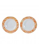 Deep Plate DKD Home Decor Orange Porcelain (2 pcs) (21.5 x 3.5 x 3.5 cm)