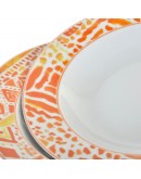 Deep Plate DKD Home Decor Orange Porcelain (2 pcs) (21.5 x 3.5 x 3.5 cm)