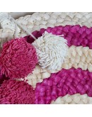 Bag DKD Home Decor Pompoms Fibre (2 pcs) (40 x 7 x 51 cm)