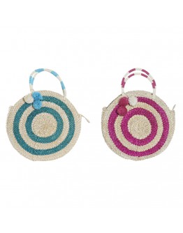 Bag DKD Home Decor Pompoms Fibre (2 pcs) (40 x 7 x 51 cm)