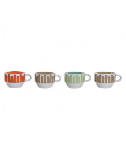 Piece Coffee Cup Set DKD Home Decor Metal Stoneware (4 pcs)