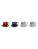 Piece Coffee Cup Set DKD Home Decor Metal Stoneware (4 pcs)