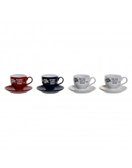 Piece Coffee Cup Set DKD Home Decor Metal Stoneware (4 pcs)