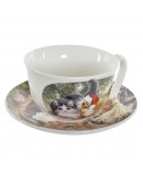 Cup with Plate DKD Home Decor animals Multicolour Porcelain (250 ml) (16 x 16 x 9 cm)