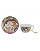 Cup with Plate DKD Home Decor animals Multicolour Porcelain (250 ml) (16 x 16 x 9 cm)