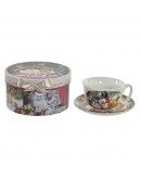 Cup with Plate DKD Home Decor animals Multicolour Porcelain (250 ml) (16 x 16 x 9 cm)