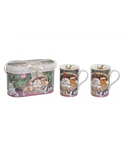 Mug DKD Home Decor Porcelain Cardboard (330 ml) (2 pcs)