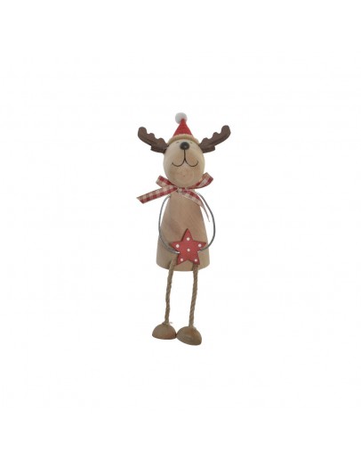 Decorative Figure DKD Home Decor Paolownia wood Reindeer (7 x 8 x 10 cm)