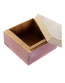 Box with cover DKD Home Decor Brass Mango wood (2 pcs) (10 x 10 x 6.5 cm)