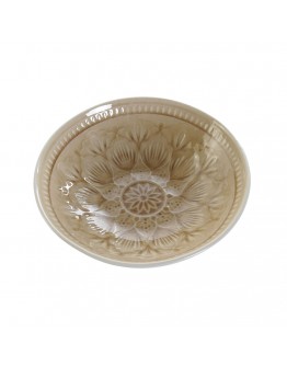 Flat plate DKD Home Decor Cream Stoneware Mandala (18.5 x 18 x 5 cm)