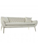 3-Seater Sofa DKD Home Decor Beige Polyester Metal Golden (195 x 90 x 78 cm)