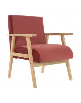 Armchair DKD Home Decor Red Polyester MDF Wood (61 x 63 x 77 cm)