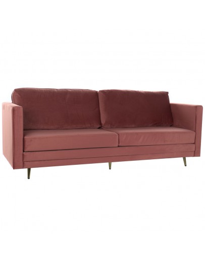 3-Seater Sofa DKD Home Decor Red Polyester Metal Golden (210 x 78 x 85 cm)