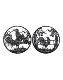 Decorative Figure DKD Home Decor Rooster Metal (2 pcs) (98 x 1 x 98 cm)