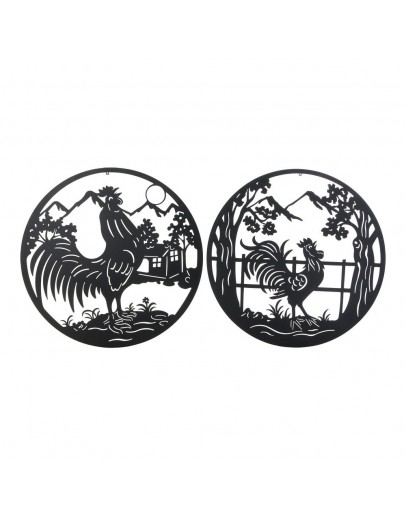 Decorative Figure DKD Home Decor Rooster Metal (2 pcs) (98 x 1 x 98 cm)