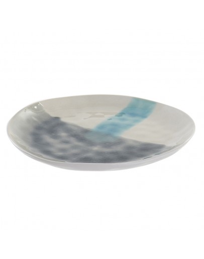 Flat plate DKD Home Decor Blue Grey Stoneware Enamelled Steel (27.5 x 27.5 x 2.5 cm)